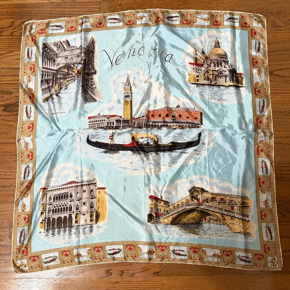 Elegant Blue and Gold Venezia Scarf